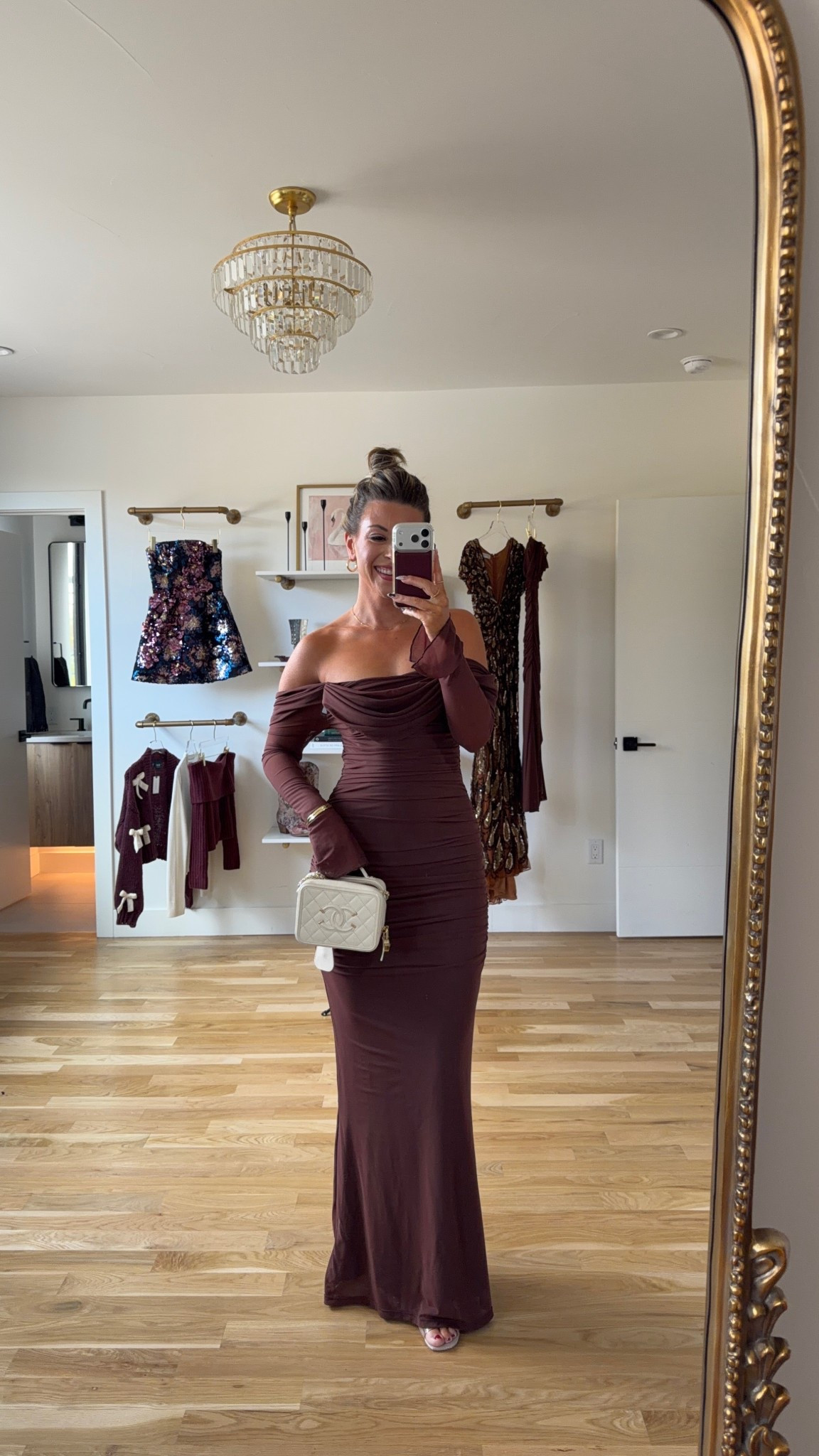 Brown off the shoulder long sleeve Amazon wedding guest dress 

Electric picks code: emerson20

Wearing my usual small

Wedding guest
Formal event
Black tie
Long sleeve
Off the shoulder
Winter event
Holiday party


#LTKFindsUnder100 #LTKWedding #LTKHoliday