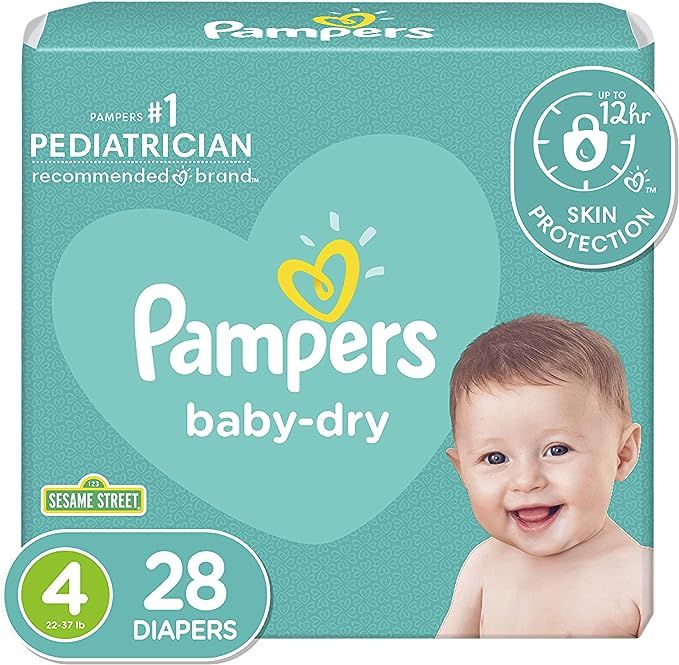 Diapers Size 4, 28 Count - Pampers Baby Dry Disposable Baby Diapers, Jumbo Pack | Amazon (US)