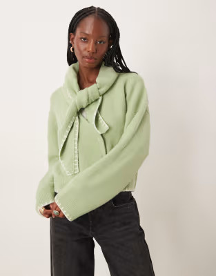 Neon Rose scarf detailed cardigan in green | ASOS (Global)