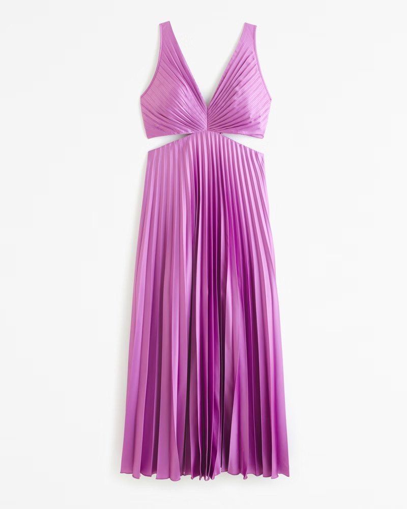 Women's The A&F Giselle Pleated Cutout Maxi Dress | Women's Dresses & Jumpsuits | Abercrombie.com | Abercrombie & Fitch (US)