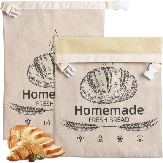 2 Pack Beeswax Bread Bags for Sourdough,Reusable Organic Linen Beeswax Bread Bag for Homemade Sou... | Walmart (US)