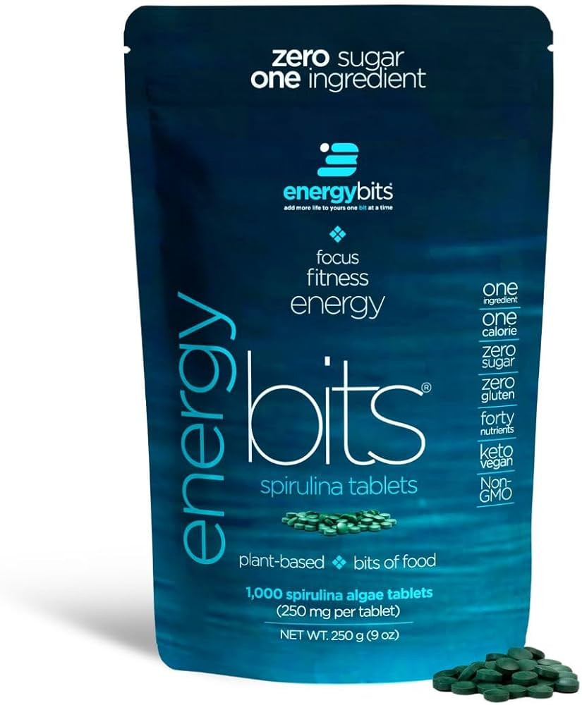 ENERGYBITS - Organic Spirulina Tablets - Plant-Based Algae Superfood - for Focus, Fitness, Energy... | Amazon (US)