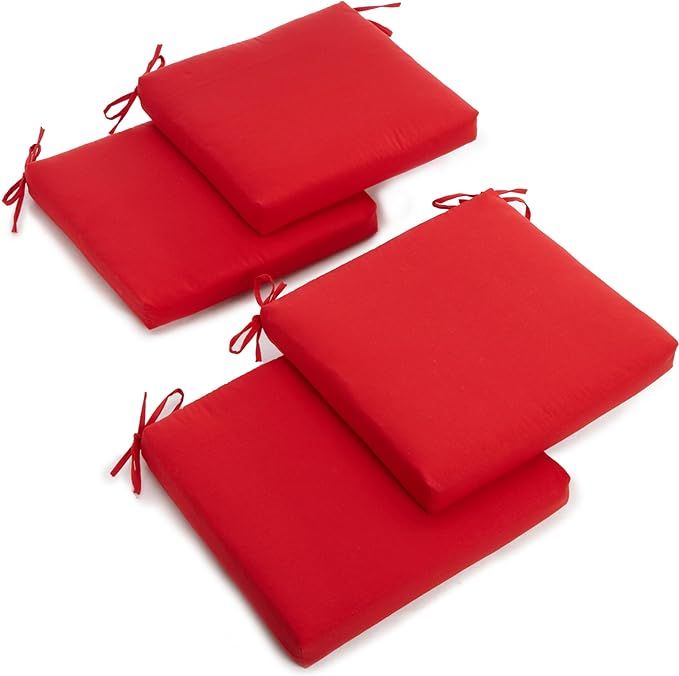 Blazing Needles Twill 19-Inch by 20-Inch by 3-1/2-Inch Zippered Cushions, Red, Set of 4 | Amazon (US)