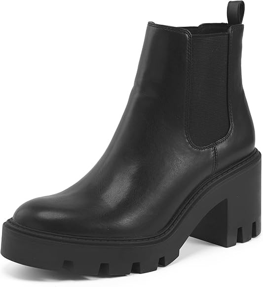 REDTOP Women's Chelsea Boots Fashion Platform High Heel Ankle Booties Round Toe Casual Elastic Ch... | Amazon (US)
