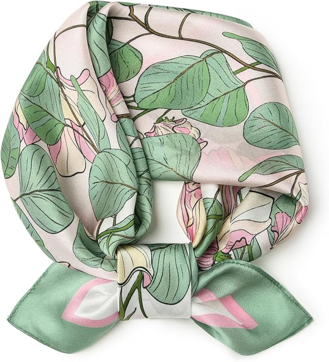 100% Mulberry Silk Scarf 21 "x 21" Square - Neck Scarf - Women Men Small Square Pocket Scarf - Wi... | Amazon (US)