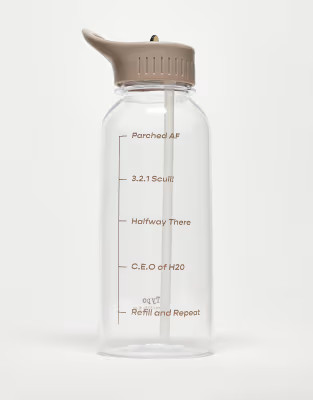 Typo 1L water bottle with cheeky sip count in clear | ASOS (Global)