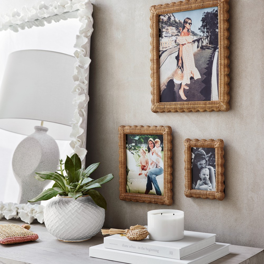 AERIN x Williams Sonoma Home Wicker Scalloped Gallery Frame | Williams-Sonoma