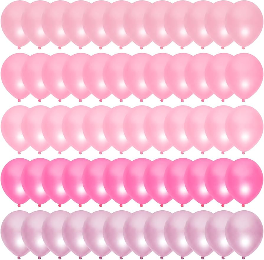 60 Pcs Pink Latex Balloons Set 12in Light Pink Hot Pink Chrome Pink Latex Balloons for Mother's D... | Amazon (US)