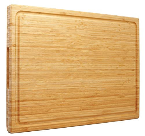 Utoplike Extra Large XXXL Bamboo Cutting Board 24 x16 Inch, Largest Wooden Butcher Block for Turkey, Meat, Vegetables, BBQ, Over the Sink Chopping Board with Handle and Juice Groove, Thickness 1.25" | Amazon (US)
