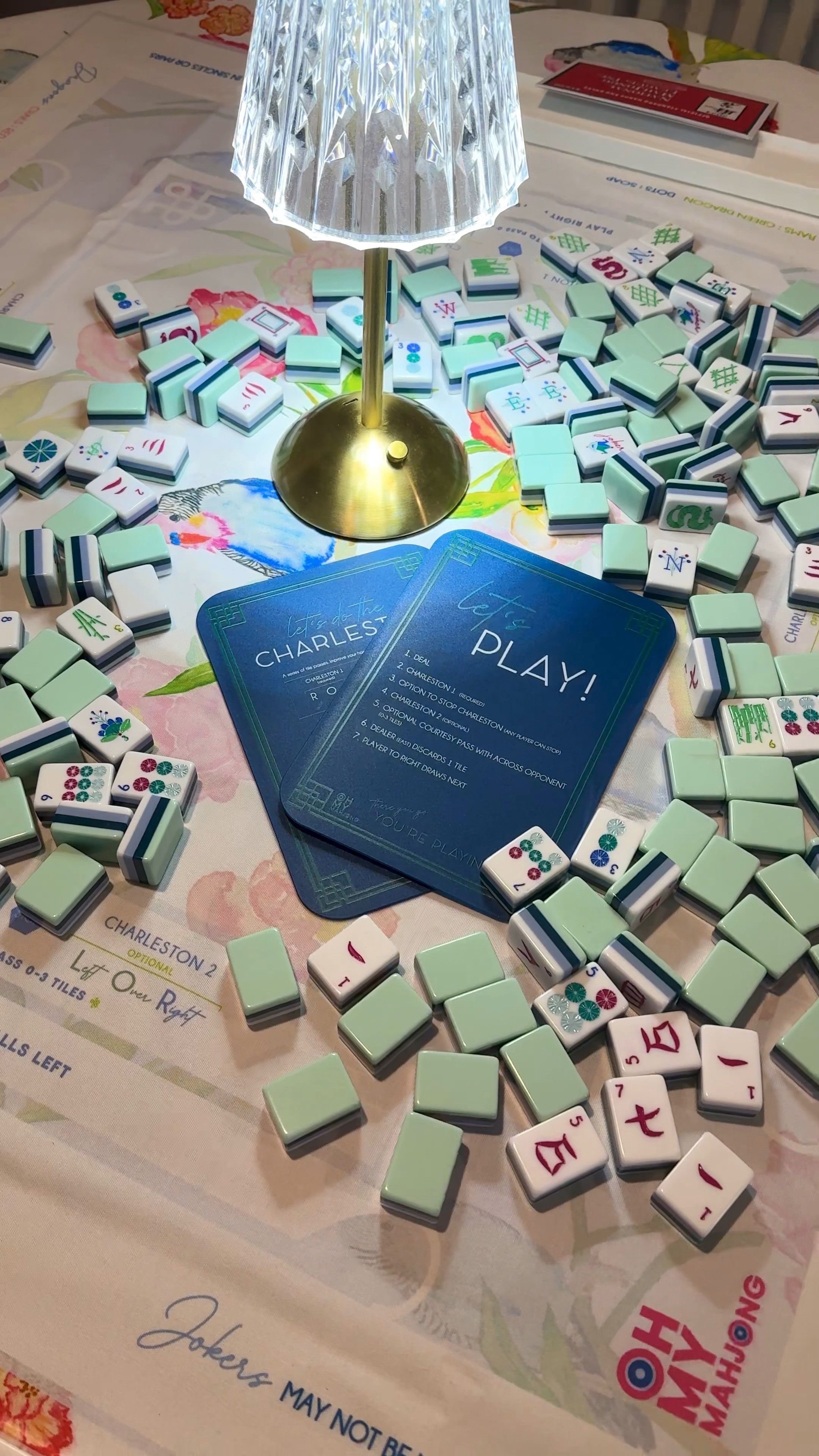 Mahjong Set Up - Here for the Bam Bird Cheers! 

#mahjong #mahjongtiles #ohmymahjong

#LTKHome #LTKParties #LTKVideo
