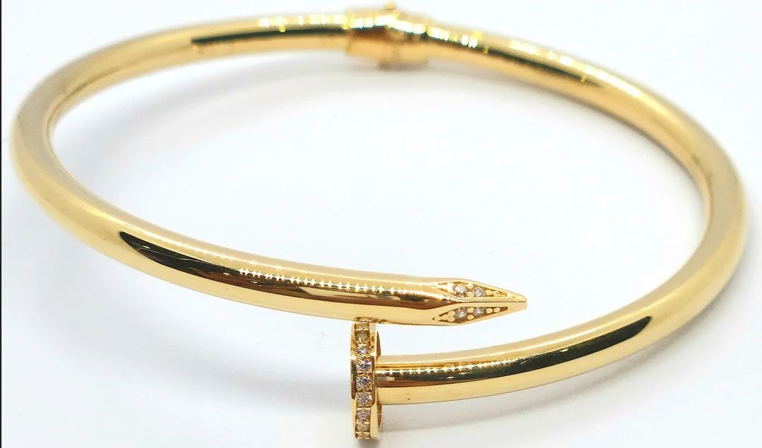Gold Nail Bracelet  14 K Gold Nail gold Bangle Bracelet - Etsy | Etsy (US)