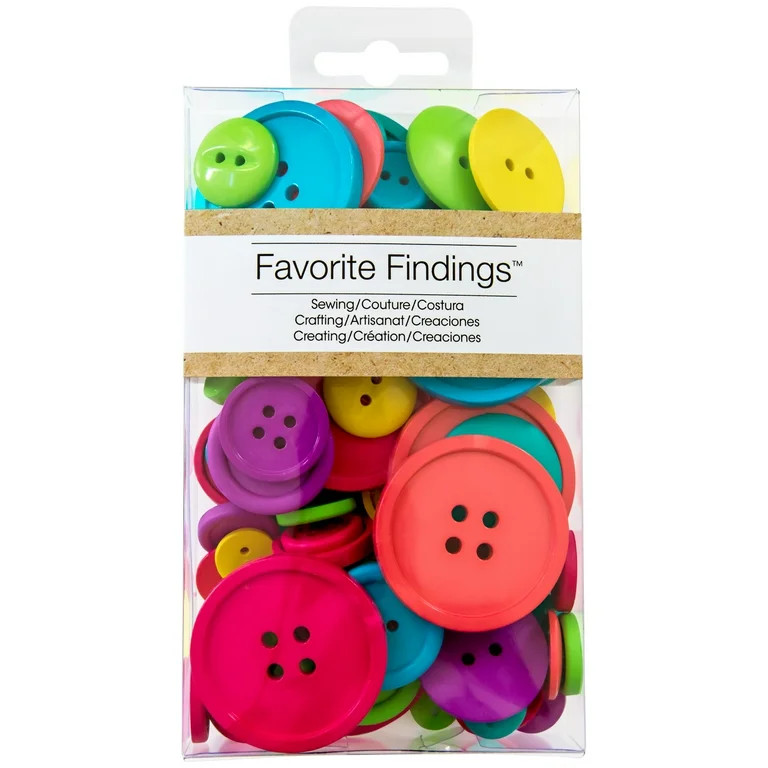 Favorite Findings Value Carnival Assorted Size Sew Thru Buttons, 31/2 Ounces | Walmart (US)