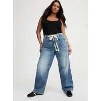 High-Rise Straight Leg Loose Straight Jeans in Mediumblue-Denim | Torrid (US & Canada)