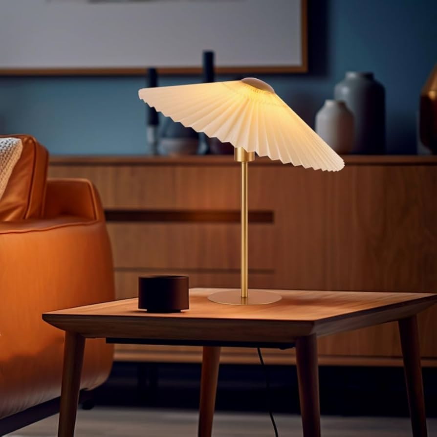 KUNJOULAM Pleated Table Lamp, Bedside Nightstand Lamp with Beige Lampshade, Morden Mini Lamp for ... | Amazon (CA)