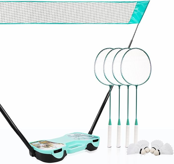 EasyGo Badminton Set with Net, 4 Rackets, 4 Shuttlecocks, Portable Storage Box, for Backyards, Ou... | Amazon (US)