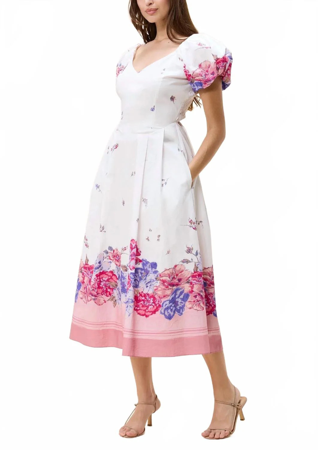 Zaha Midi Ankle Dress In Camellia | Shop Simon