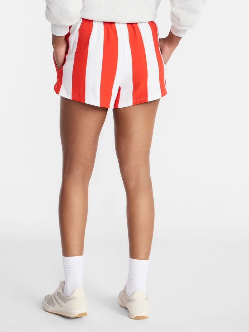 No Boundaries Striped French Terry Baja Shorts, 2.5" Inseam, Women's - Walmart.com | Walmart (US)