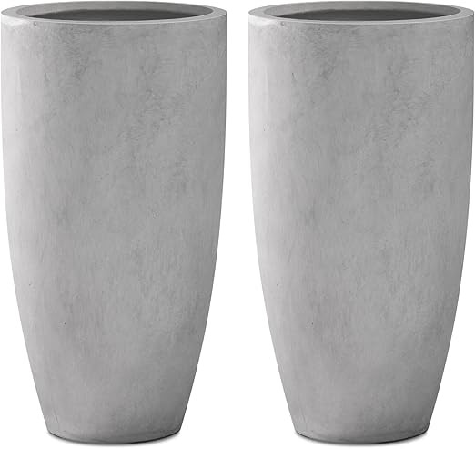 Kante 23.6" H Natural Concrete Tall Planters (Set of 2), Large Outdoor Indoor Decorative Plant Po... | Amazon (US)