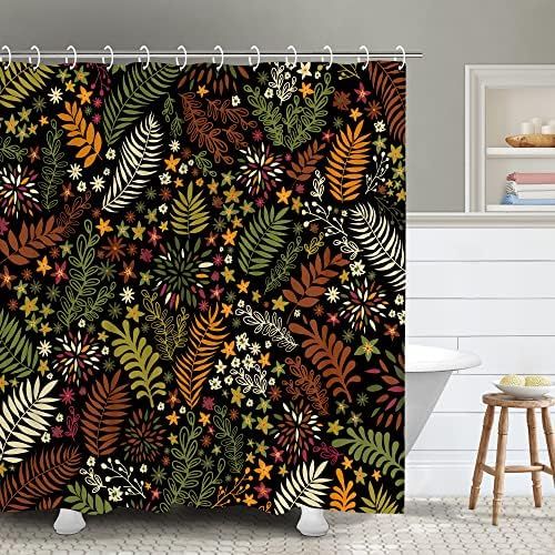 RosieLily Dark Shower Curtain Retro Shower Curtain Leaf Shower Curtain Tropical Shower Curtain Sets  | Amazon (US)