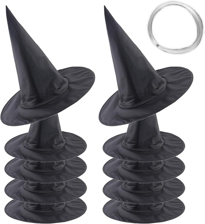 Portable and foldable 10 Pcs Halloween Black Witch Hats- Halloween Hanging Decorations Witch Hat ... | Amazon (US)