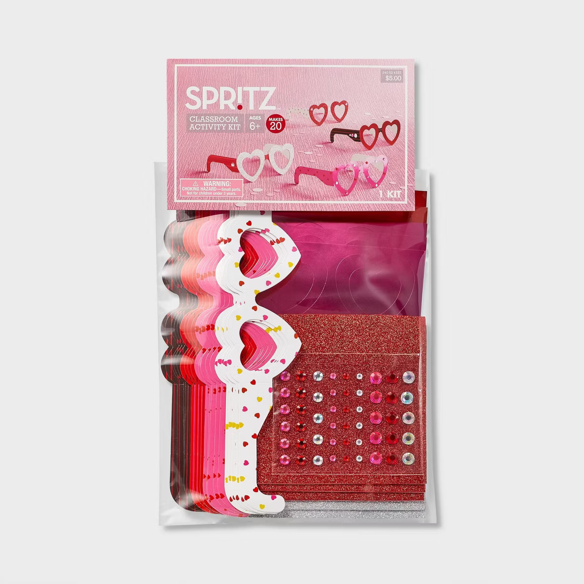 20ct Valentine's Kids Classroom Activity Kit Heart Glasses - Spritz™ | Target