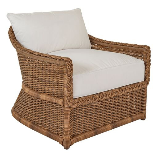 Emilia Raffia Lounge Chair, White | One Kings Lane
