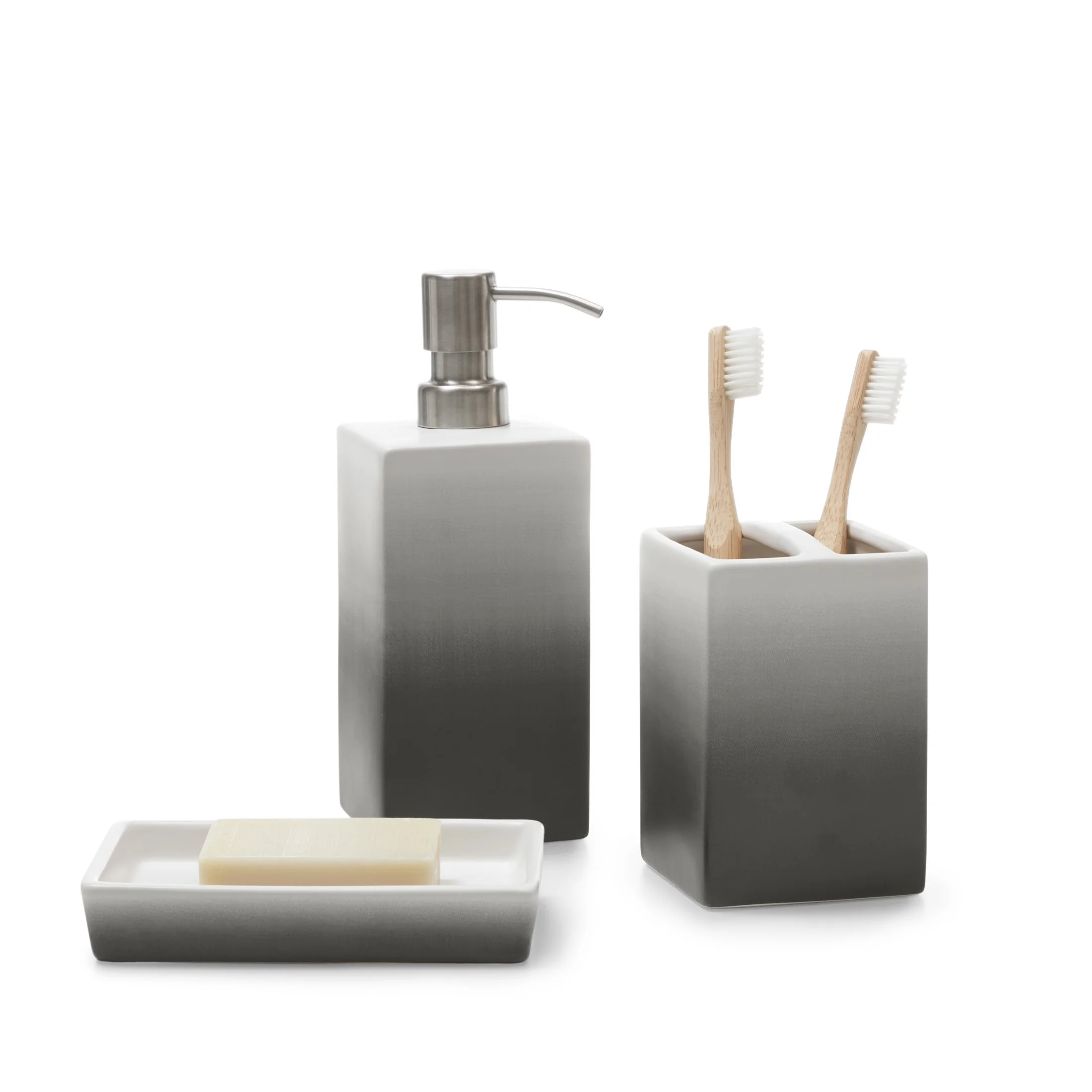 Gap Home Ombre 3 Piece Ceramic Bath Accessory Set Gray 3pc Set - Walmart.com | Walmart (US)
