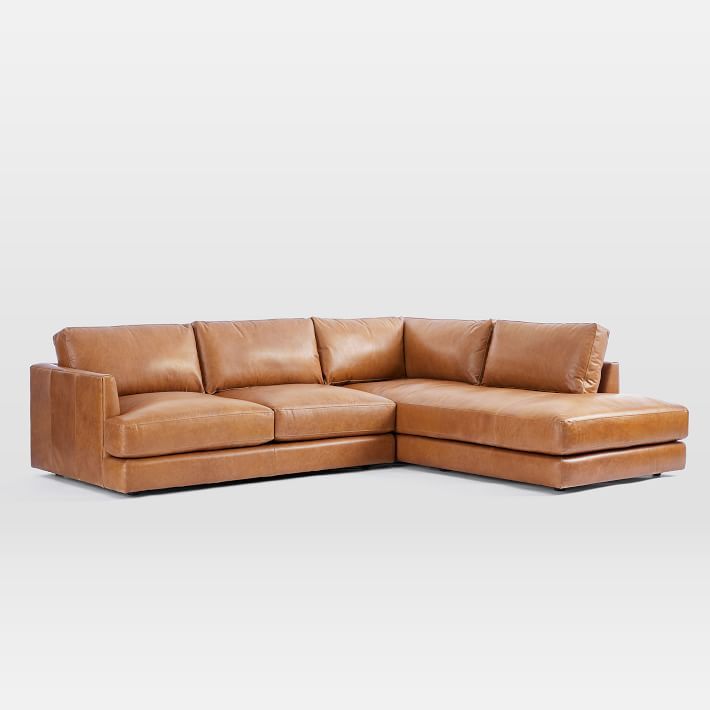 Haven Leather 2-Piece Bumper Chaise Sectional (108") | West Elm (US)