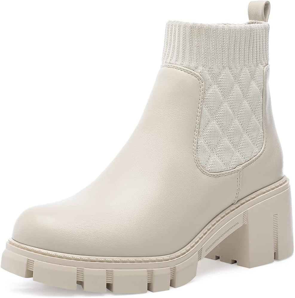 ZAYNSIA Women's Chelsea Boots Platform Ankle Boots Elastic Chunky Heel Lug Sole Non-Slip Combat A... | Amazon (US)
