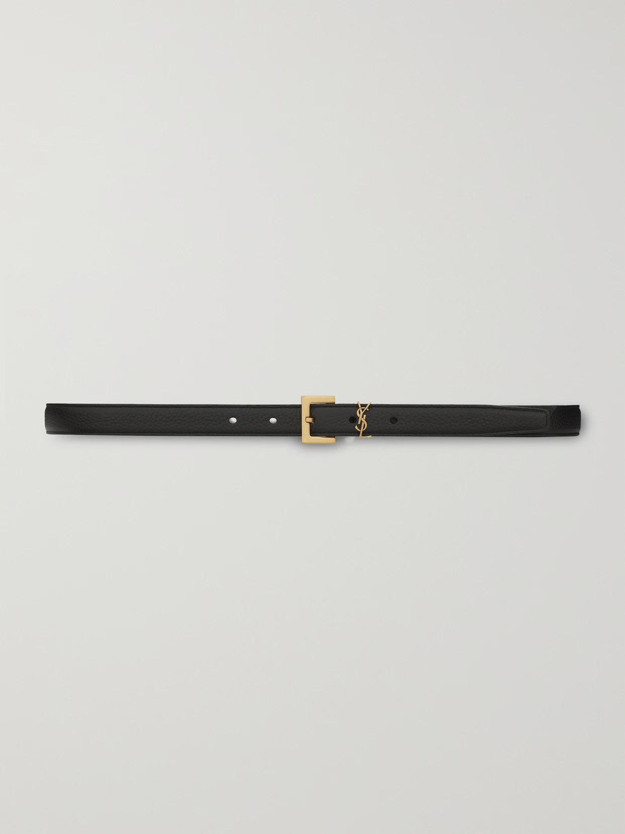 SAINT LAURENT - Cassandre Textured-leather Belt - Black | NET-A-PORTER (UK & EU)