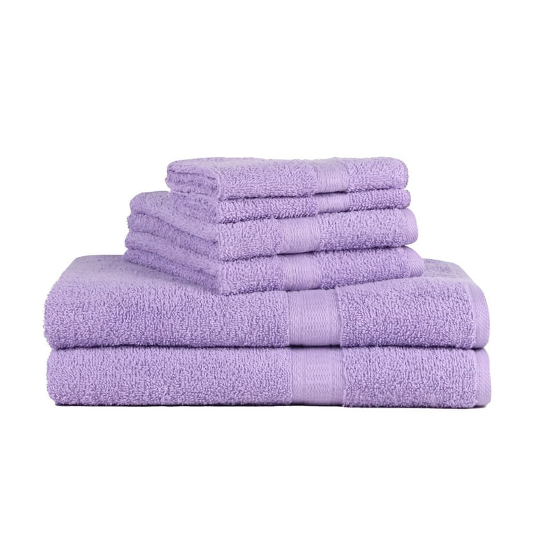 Mainstays Solid 6-Piece Bath Towel Set, Lavender | Walmart (US)