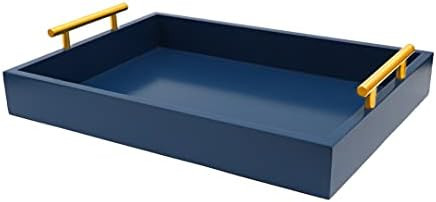 JollyCaper, Wooden Ottoman Tray with Handle, Rectangular, Size 16" x 12", Coffee Tray, Polished G... | Amazon (US)