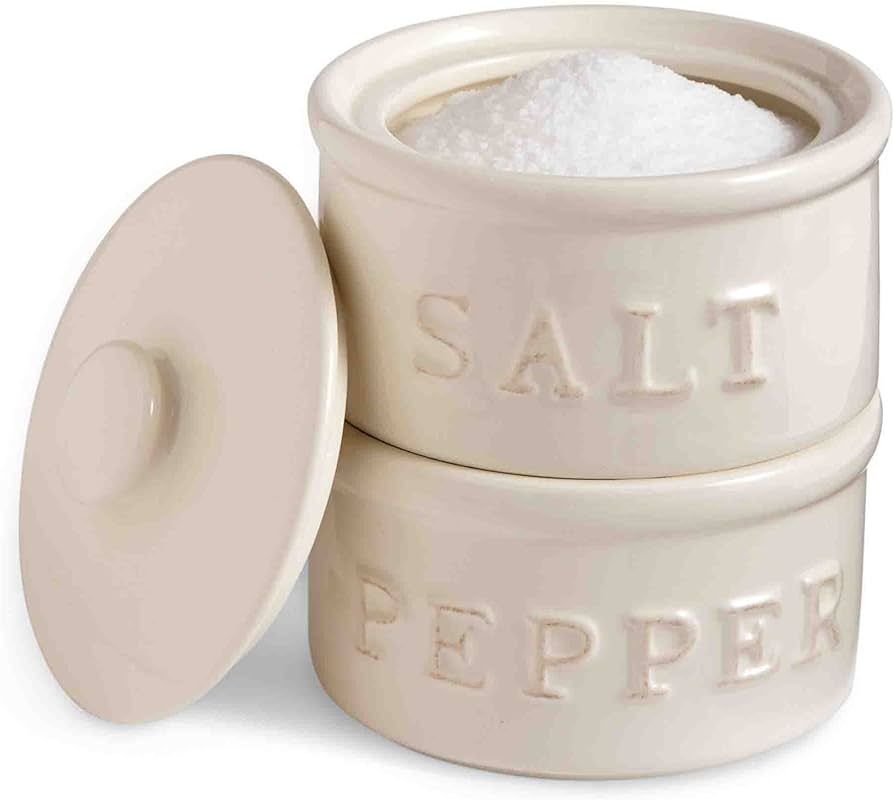Mud Pie Salt & Pepper Cellar, Off-White, 6" X 3.5" dia | Amazon (US)