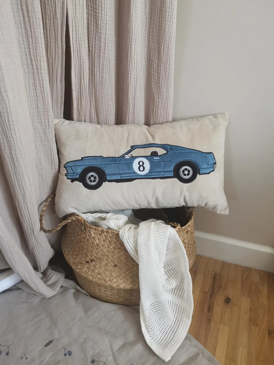 Pillowcase With a Racing Car Made of Velvet Fabric, a Gift for a Classic Car Fan, Addition to a B... | Etsy (US)