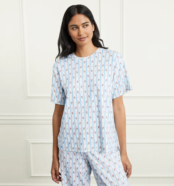 The Charlotte Sleep Tee - Floral Stripe | Hill House Home US