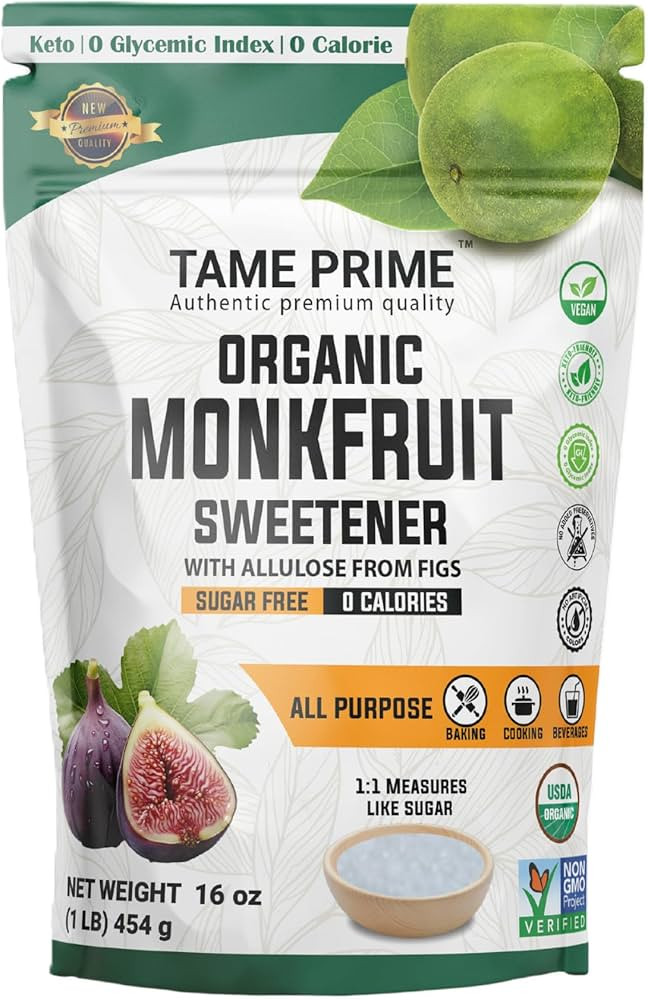 Tame prime USDA Organic Monkfruit sweetener with Allulose from figs, 1 lb (454 g), 1:1 sweet like... | Amazon (US)