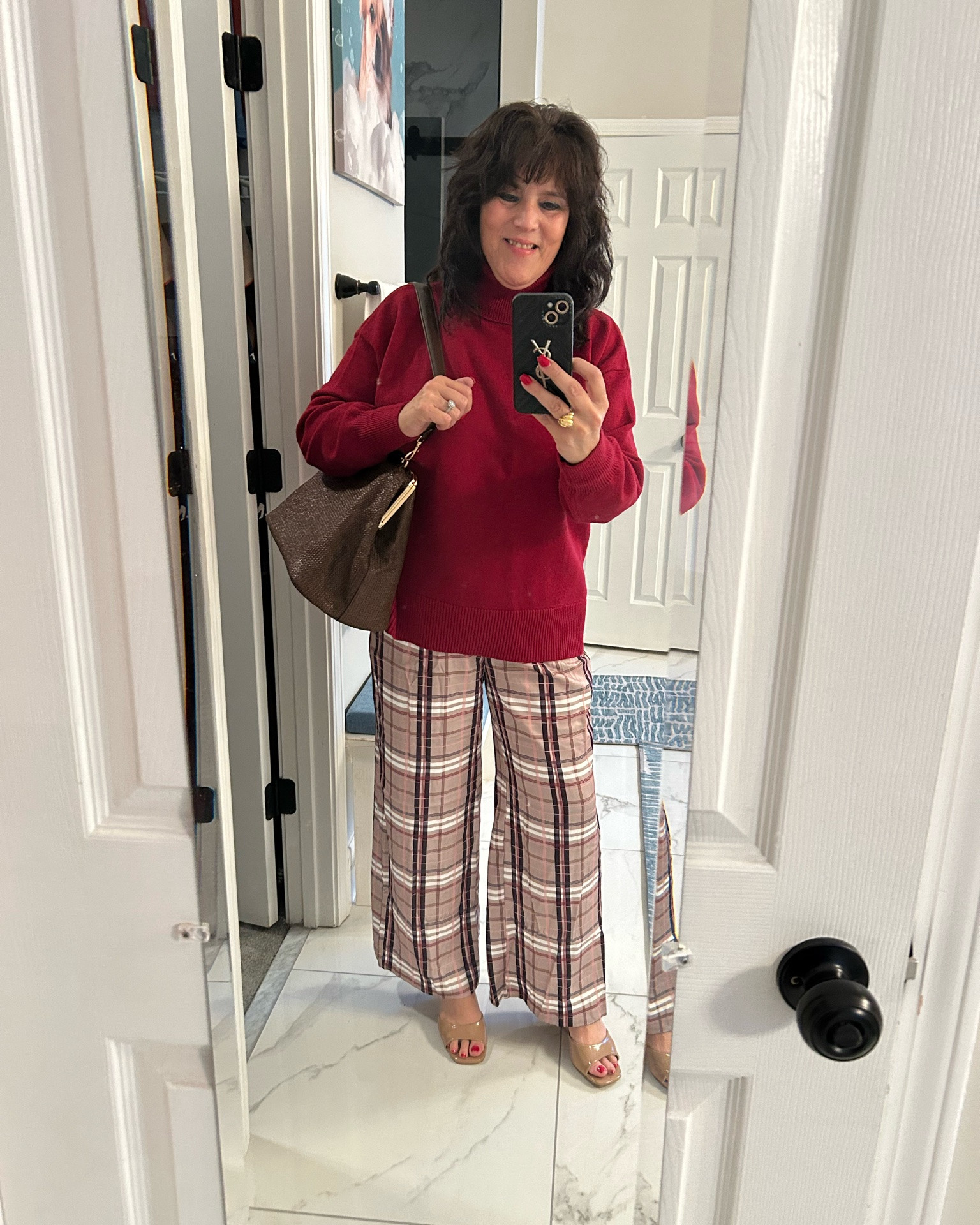 Fall style is so classy!! Love this deep red sweater with the plaid pants, such a cute combo for the season. Simple, polished, and perfect for stepping into fall with confidence. Always be confident 🍂🤎
#fallfashion #styleover50 #agelessfashion #midlifestyle #over50fashion

#LTKdayinmylife #LTKMidsize #LTKOver40