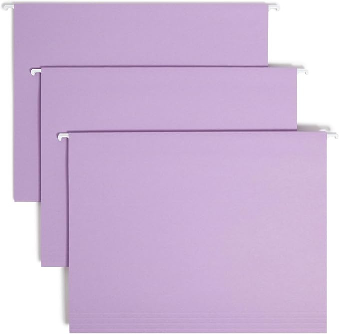 Smead Standard Hanging File Folders, 25 Count, Lavender, 1/5-Cut Adjustable Tabs, Letter Size (64... | Amazon (US)