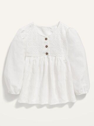 Long-Sleeve Cutwork Babydoll Top for Toddler Girls | Old Navy (US)