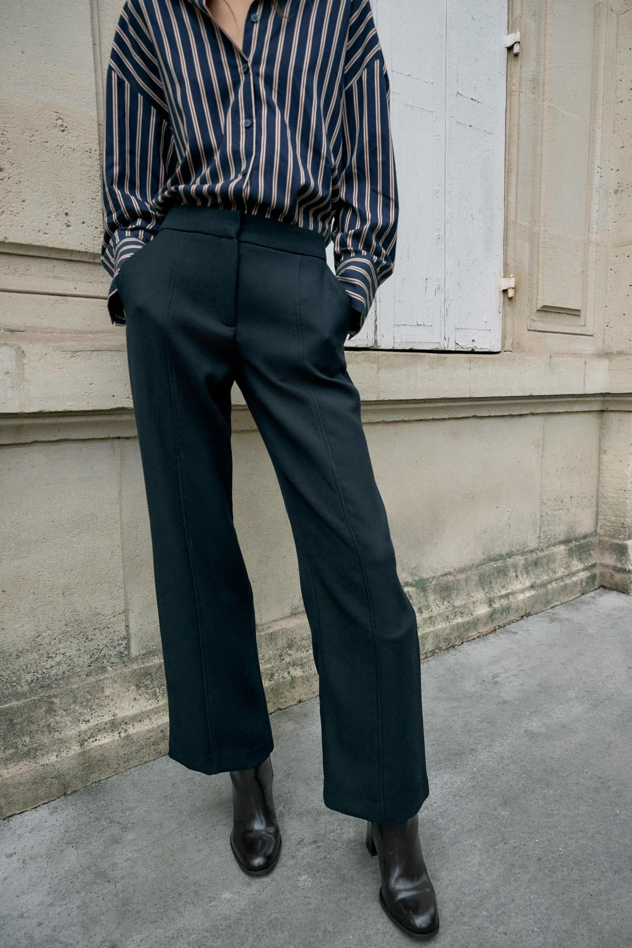 TOPSTITCHED STRAIGHT LEG PANTS | Zara US