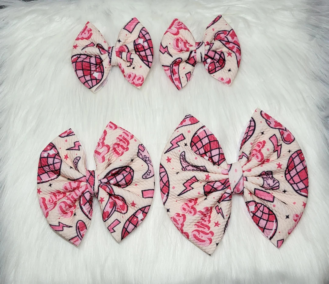 Western Hair Bows Let's Go Girls Hair Bows Disco Ball - Etsy | Etsy (US)