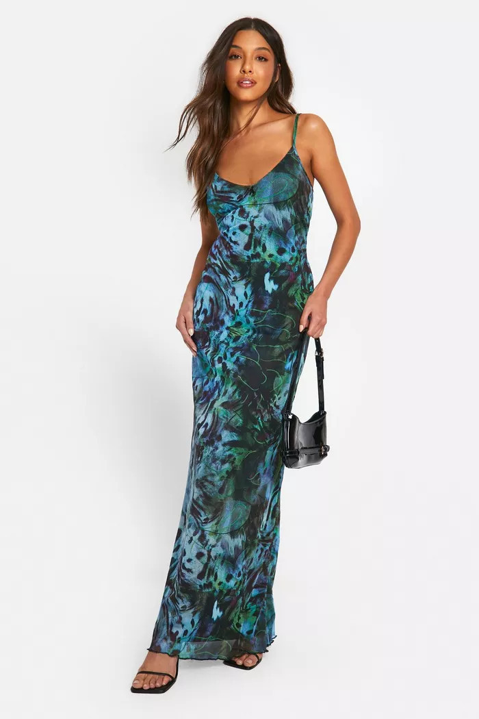 Blur Print Mesh Cami Maxi Dress | boohoo (US & Canada)