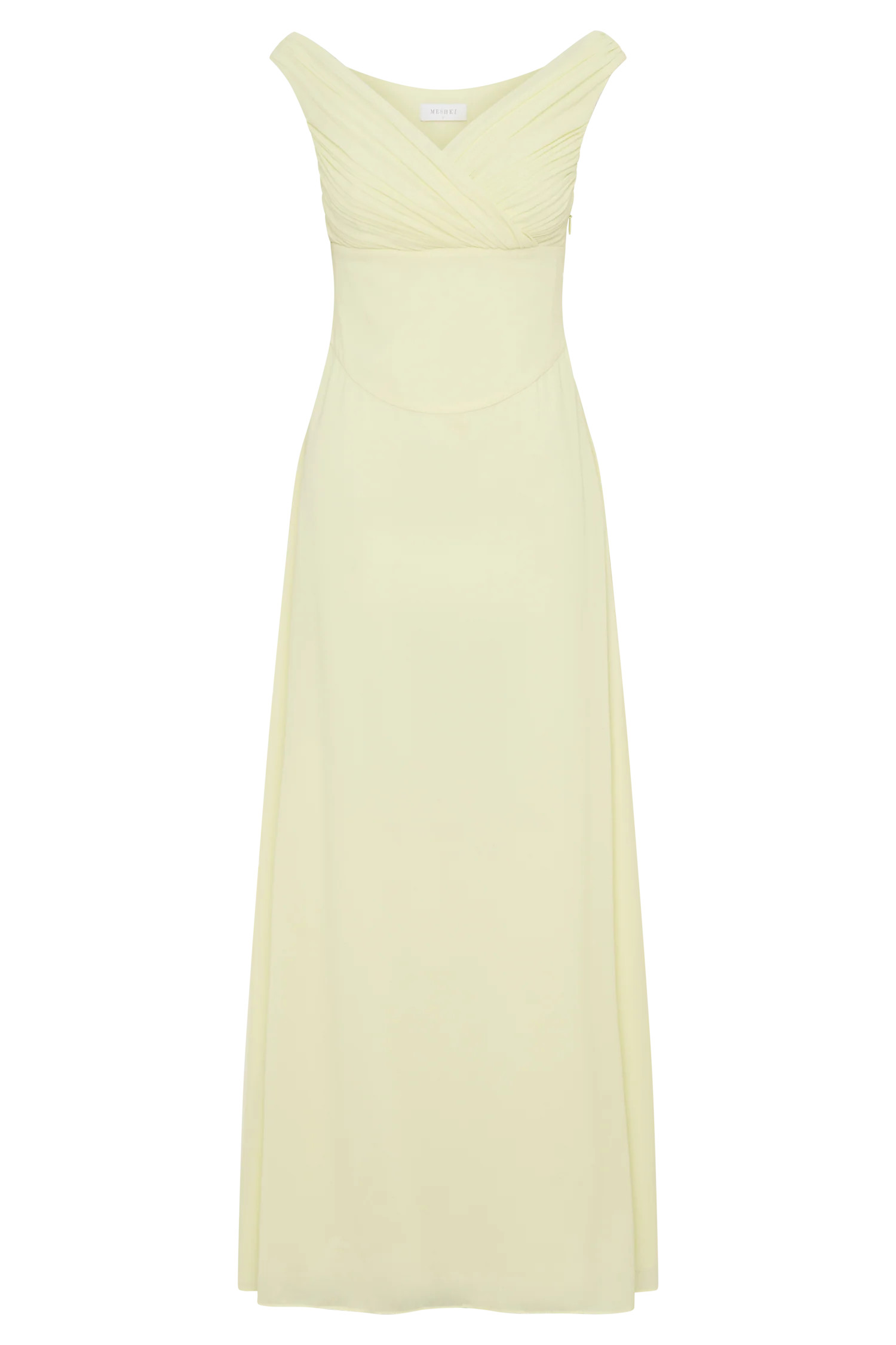 Mabel Off Shoulder Chiffon Maxi Dress - Lemon | MESHKI US