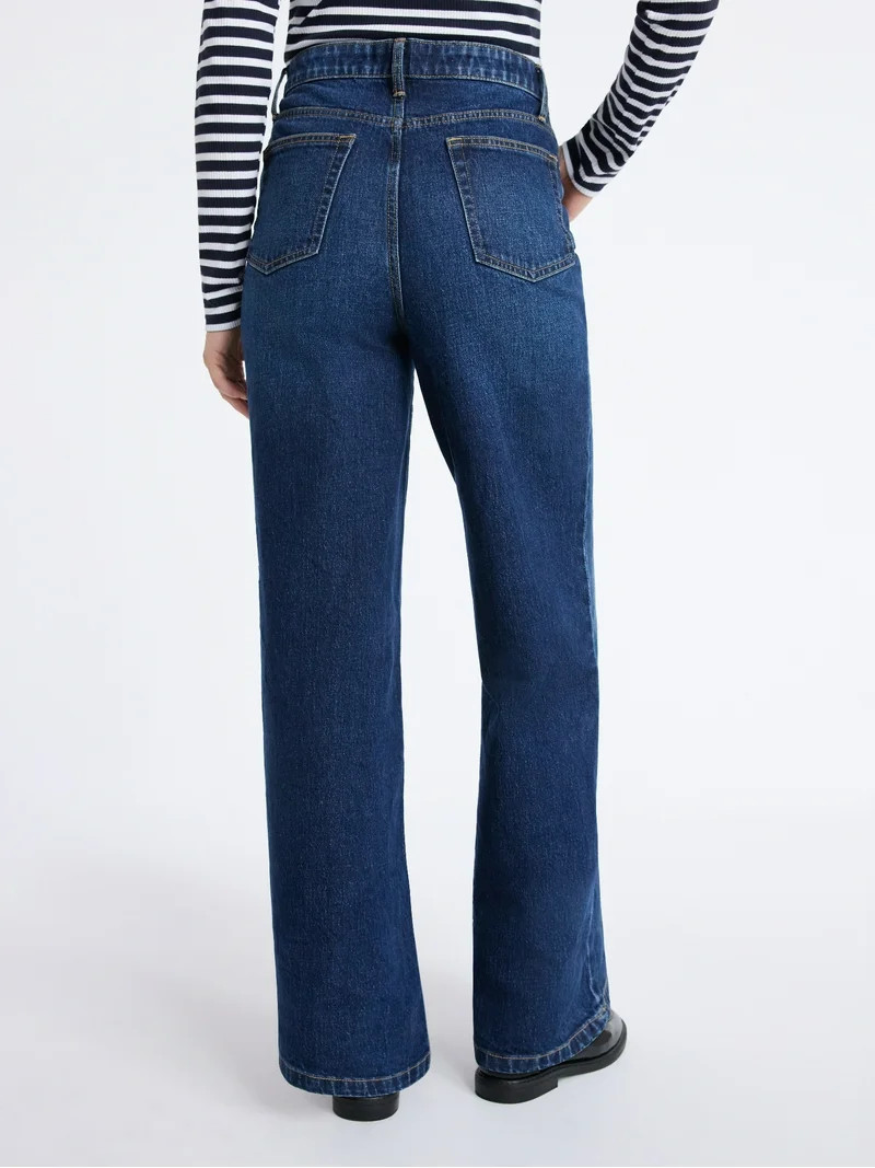 Free Assembly Women's High Rise Full Length Wide Leg Jeans, 30" Inseam, Sizes 0-26W | Walmart (US)