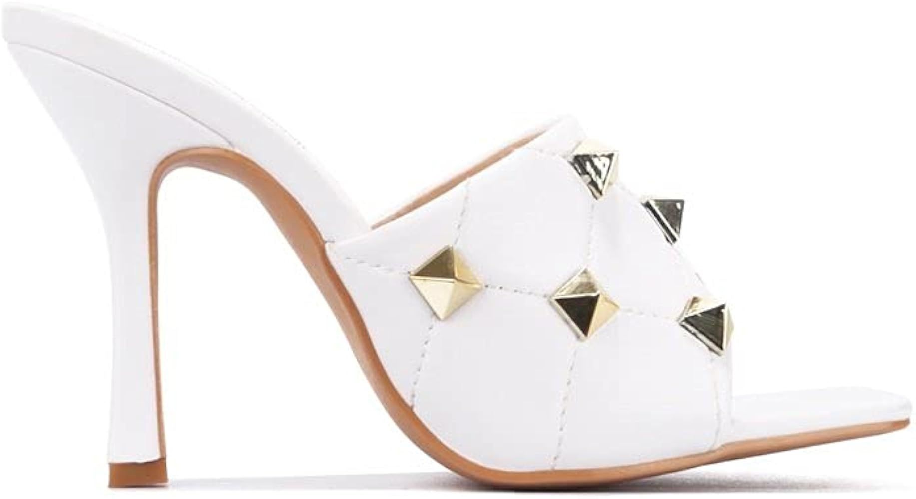 Square Toe Slip On High Heel Sandals For Women | Amazon (US)