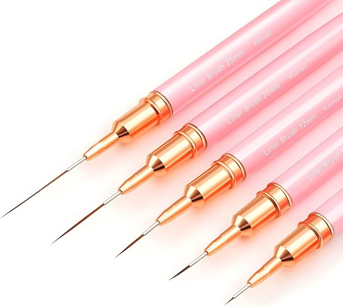 Metallic Nail Art Brushes, 5Pcs Liner Brush Set, UV Gel Polish Painting Art Design Pen for Long L... | Amazon (US)