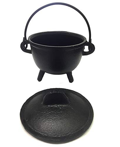 New Age Imports, Inc. Cast Iron Cauldron w/handle & lid, ideal for smudging, incense burning, ritual | Amazon (US)