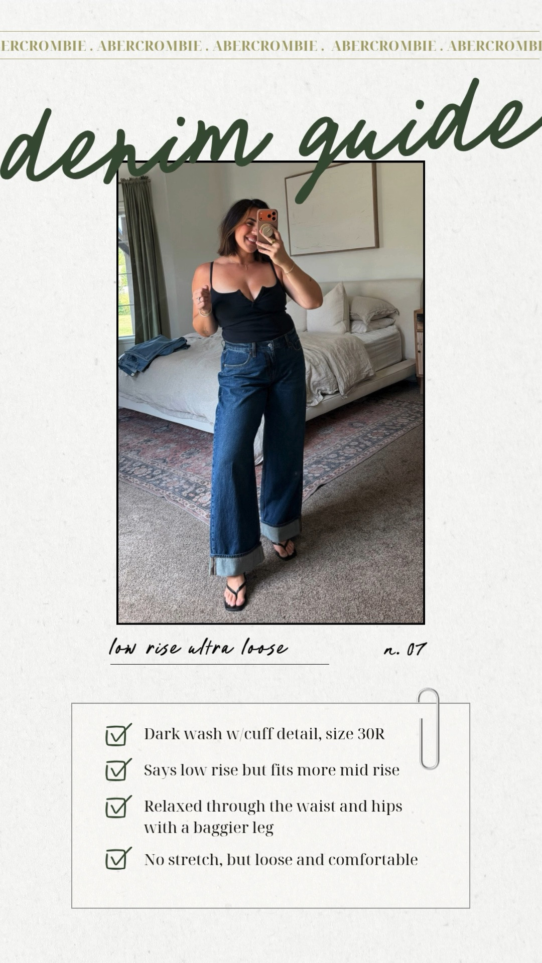 Abercrombie denim sale guide! 

Use stackable code DENIMAF

Low rise ultra loose jean in a dark wash with a cuff bottom detail. I'm a size 30/10 in Abercrombie jeans! More mid rise on me, no stretch but super loose and comfy! Comes in curve love too.

#LTKMidsize #LTKSaleAlert #LTKSeasonal