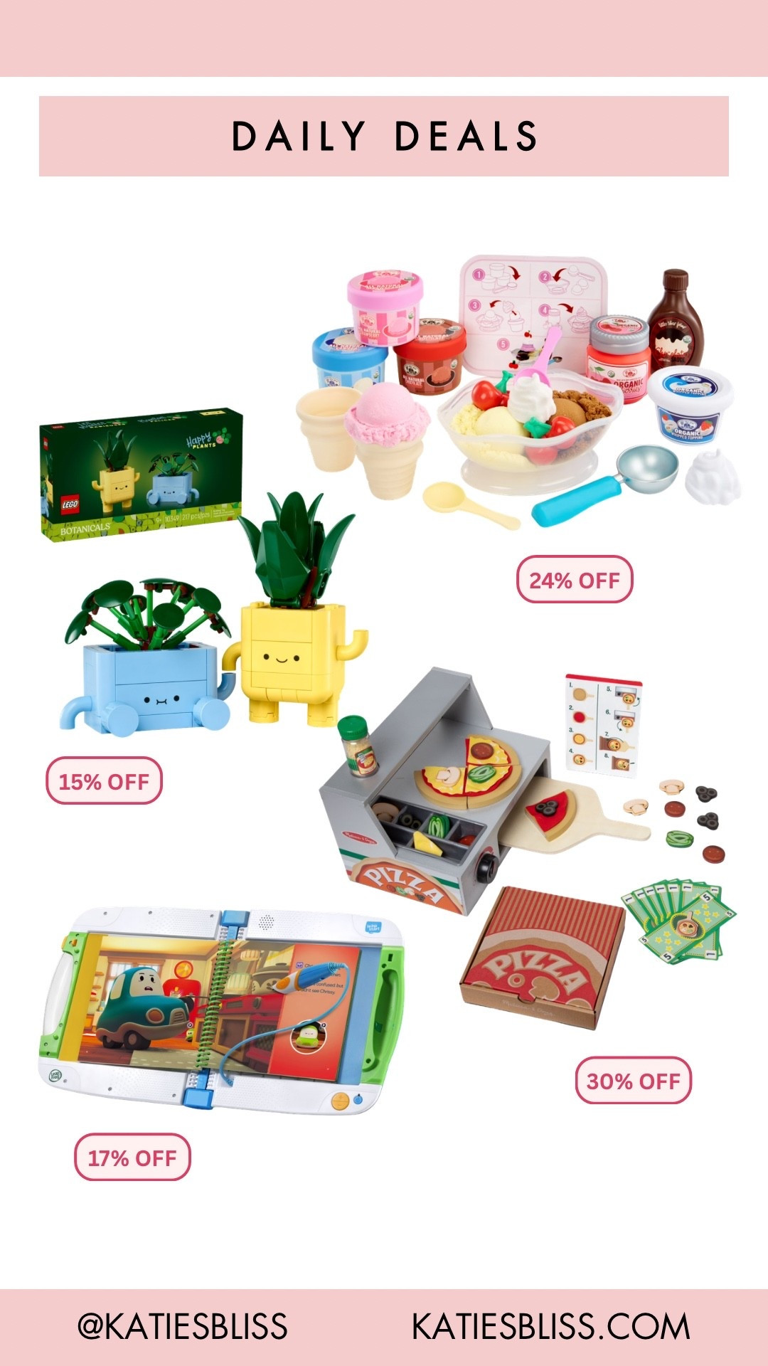 Daily deals ✨

Walmart. Toys. Melissa and Doug. Lego. Leapfrog. Kids. Toddler. Sale. Deal. Markdown. 



#LTKKids #LTKSaleAlert