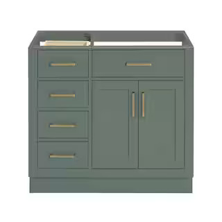 ARIEL Hepburn 36 in. W x 21.5 in. D x 34.5 in. H Bath Vanity Cabinet without Top in Vintage Green... | The Home Depot